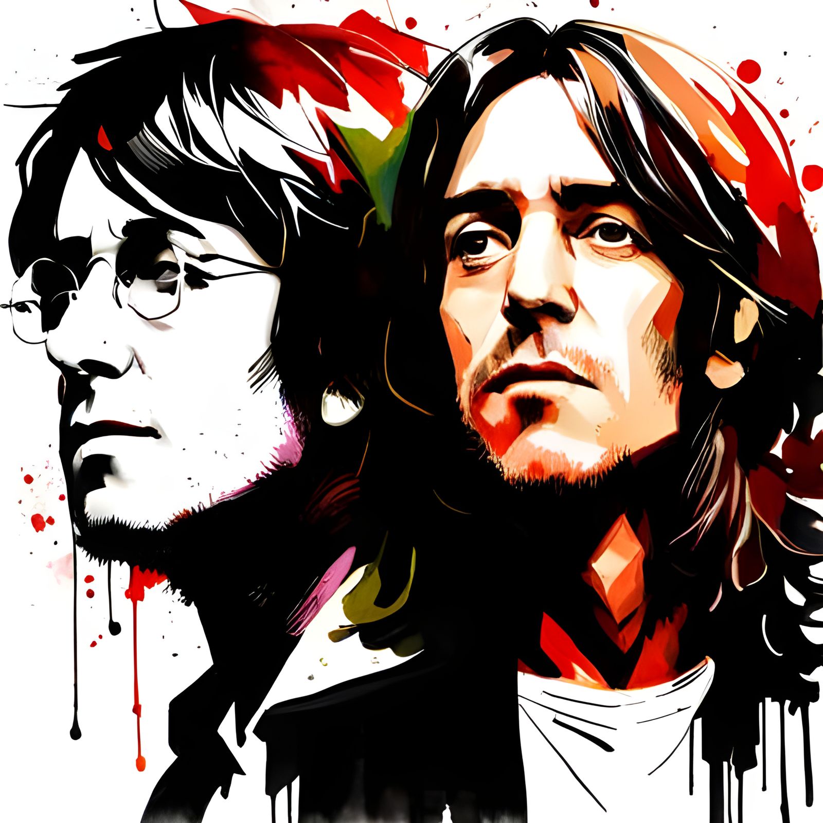 John Lennon and George Harrison Splash Art