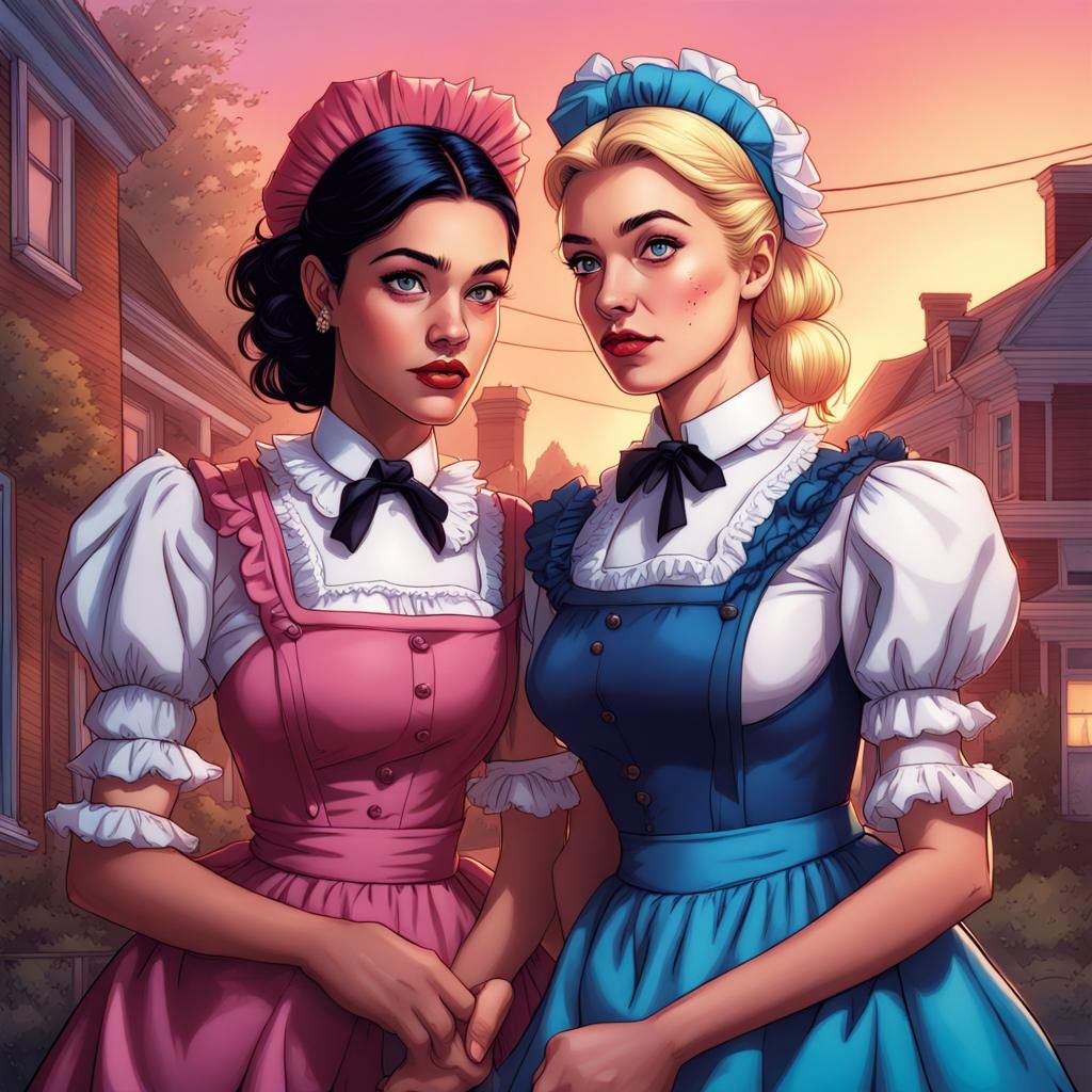 Betty & Veronica as Victorian French Maids