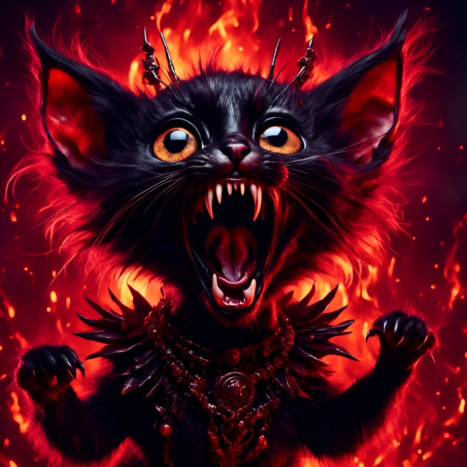 Black Kitten Screams in a Death-Metal Concert