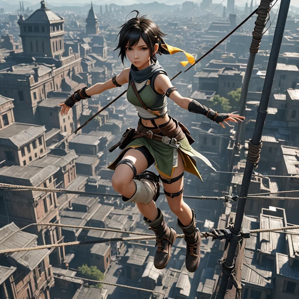 Final Fantasy Yuffie Balances on a Tightrope
