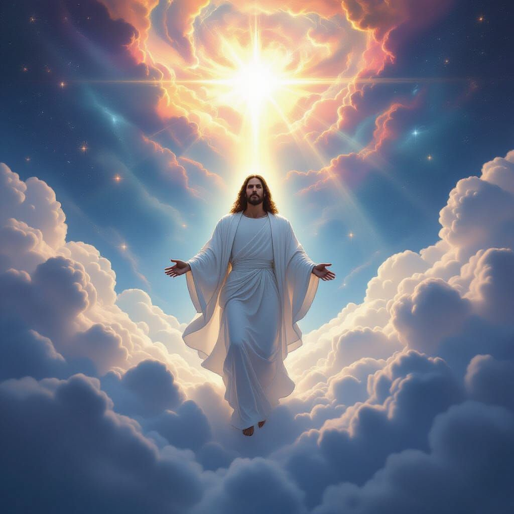 Jesus Descends from Cosmic Galaxy in Epic Digital Painting