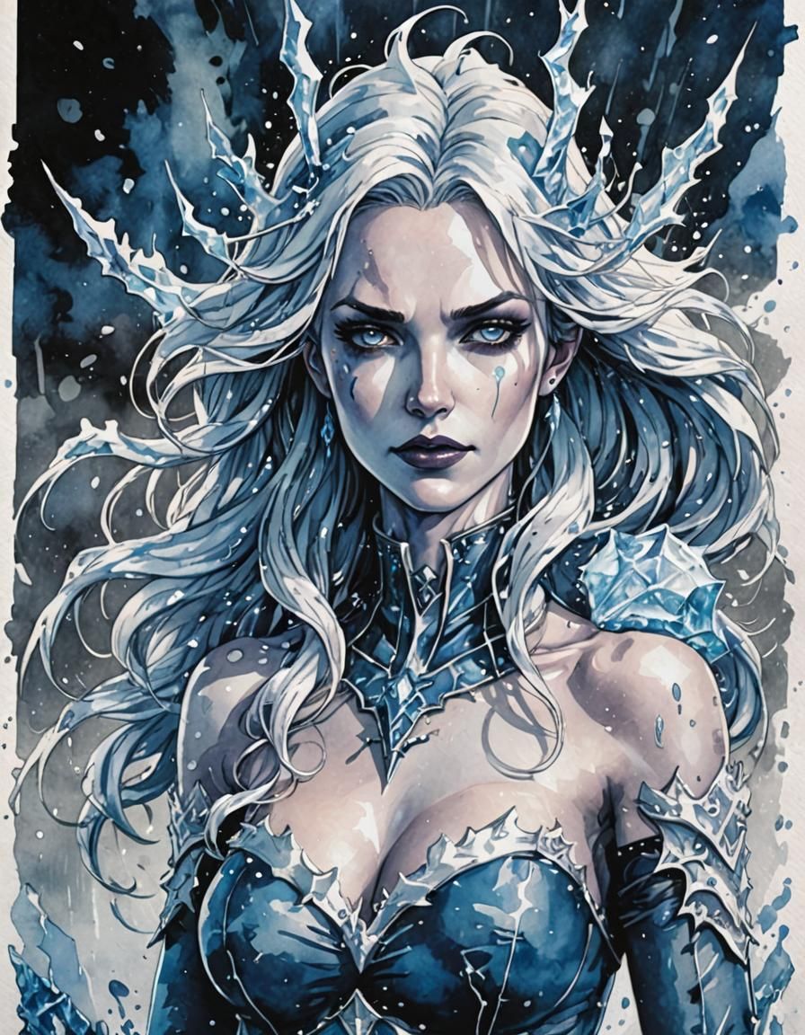Killer Frost in Comic Book Art Style