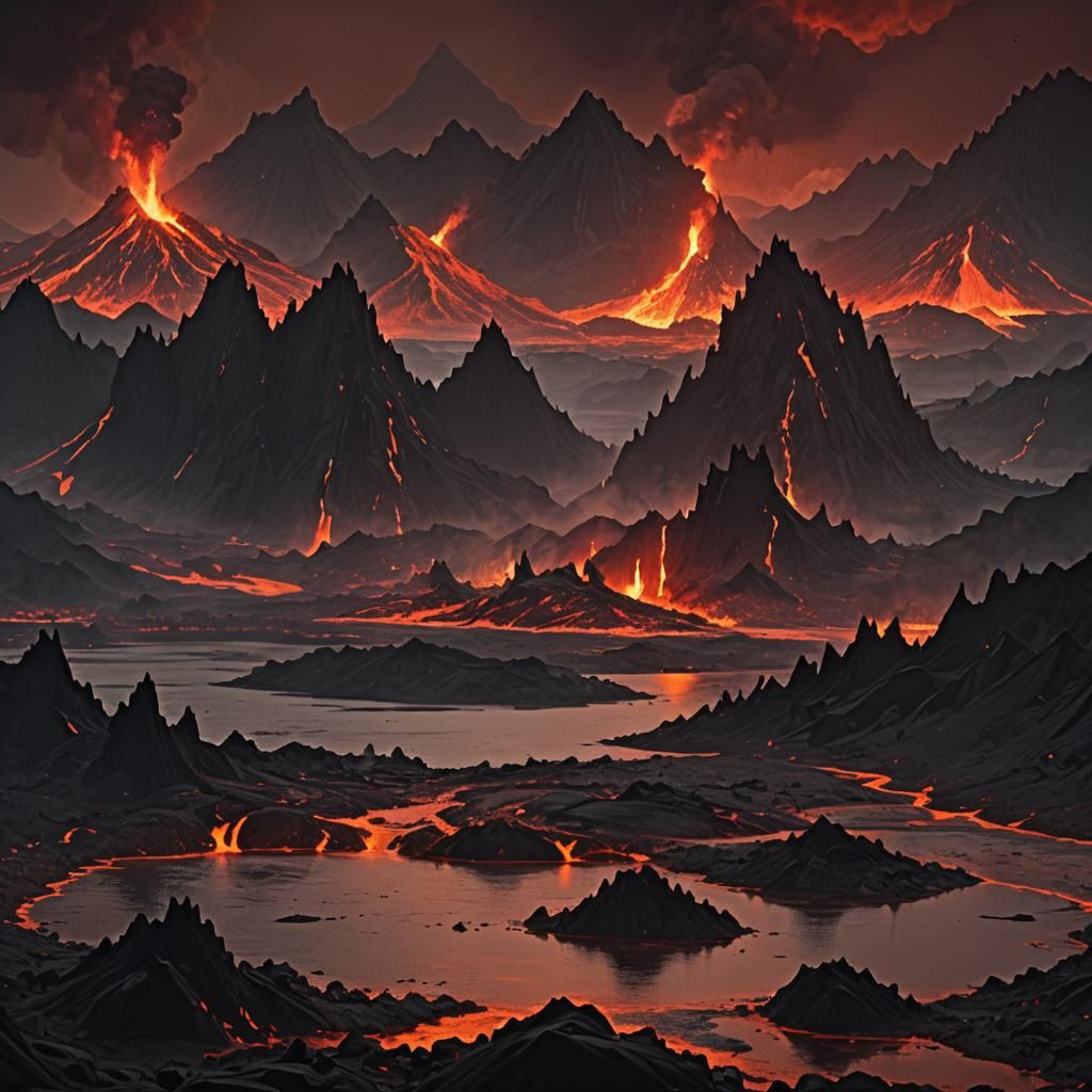 Hellish Island in a Dark Fantasy Landscape