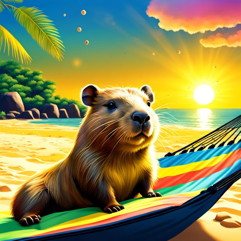 Capybara Hammock Beach: 3D Anime Paradise