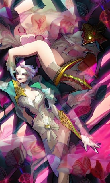 Betty White Portrait in Maximalist Digital Watercolor Style