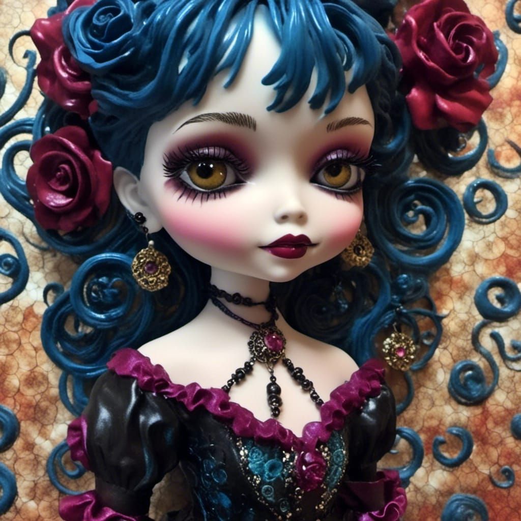 Surreal Ceramic Doll in Dark Fantasy Style
