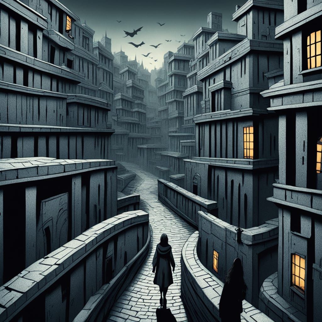 A Woman's Solitary Walk in a Dark Alleyway at Night