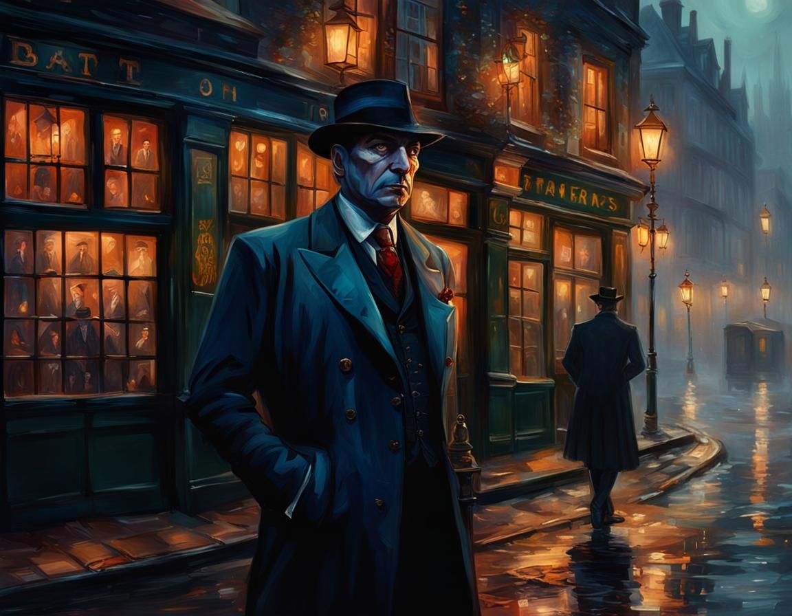 1940s Scarred Man at London Tavern: Fantasy Art