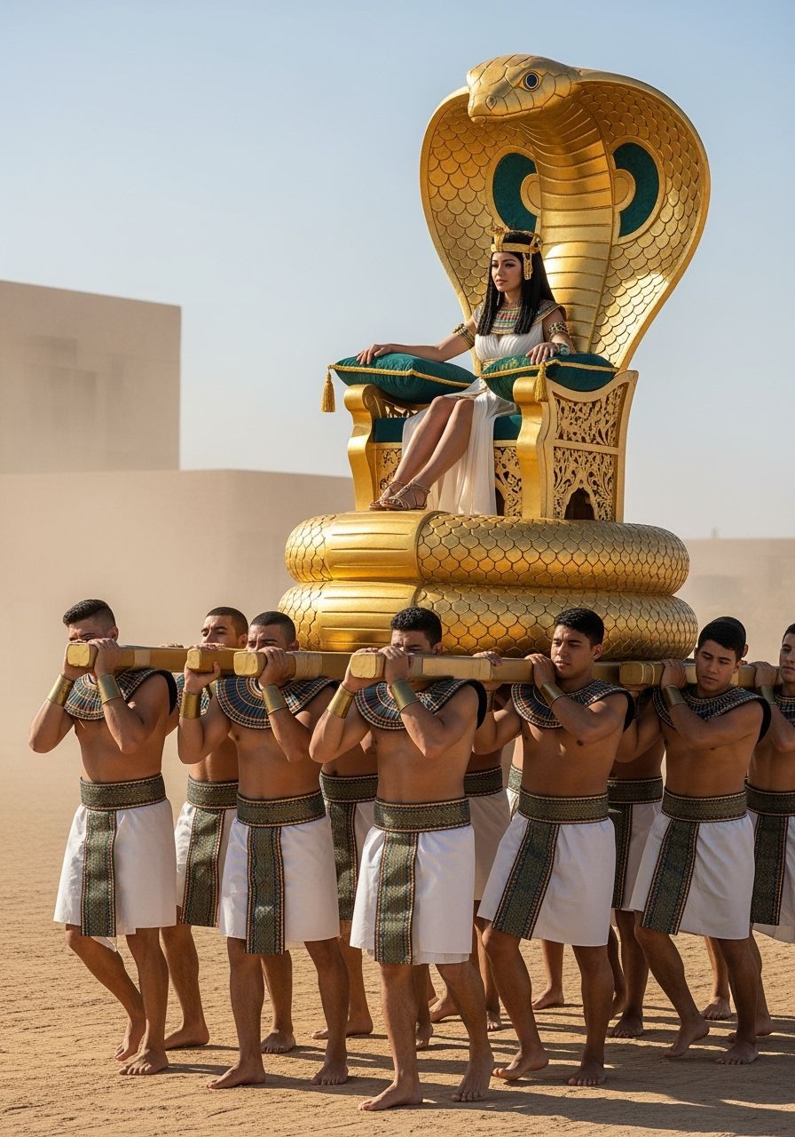 Egyptian Queen on Cobra Throne, Professional Photography