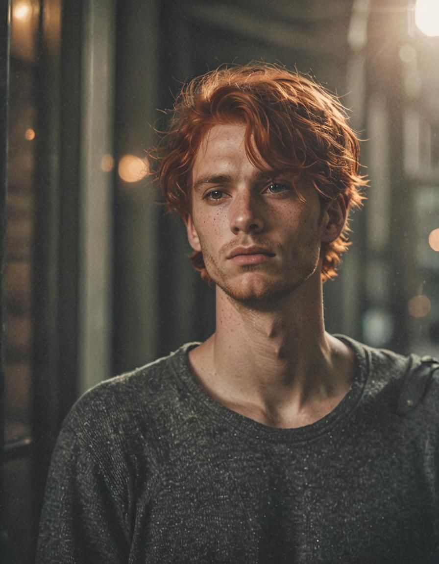 Introspective Portrait of a Young Man with Red Hair