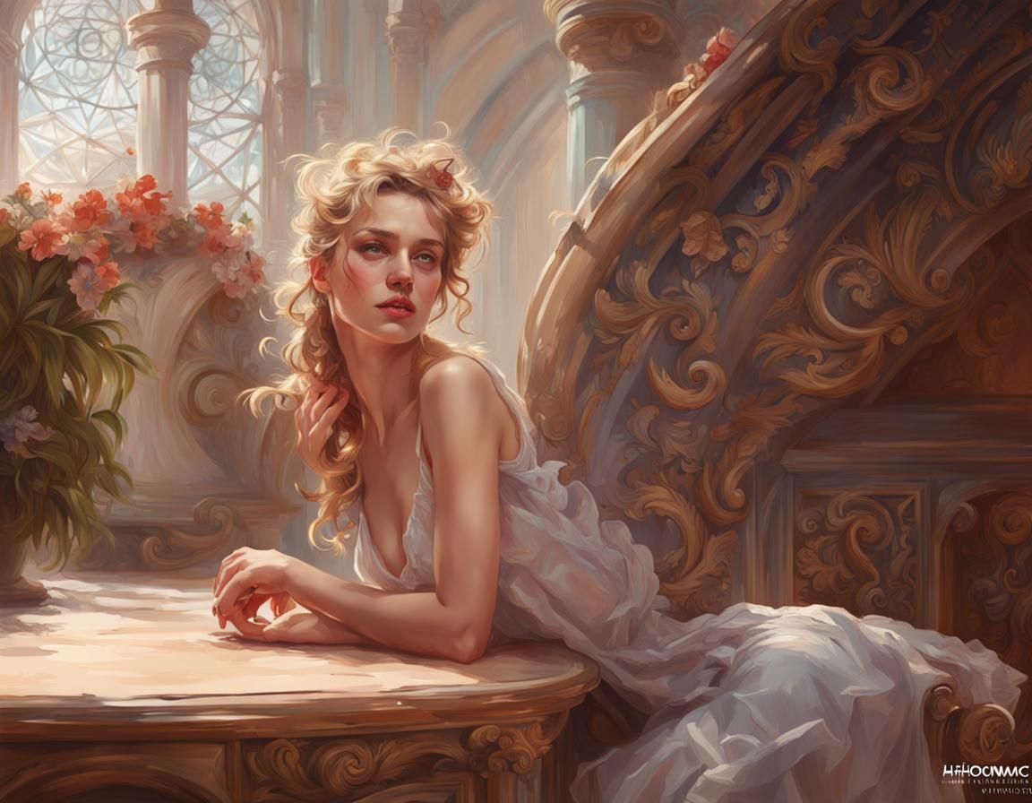 Art Nouveau Portrait with Dynamic Lighting