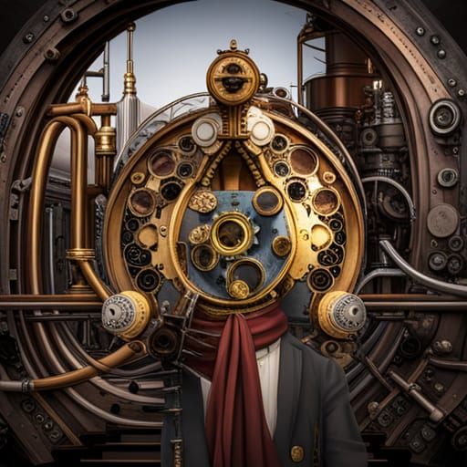 Detailed Steampunk Engine Illustration