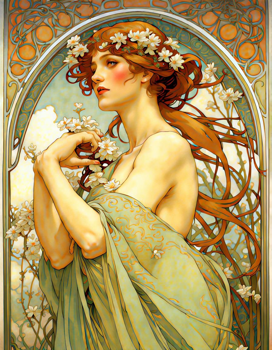 Beautiful Spring, Alphonse Mucha