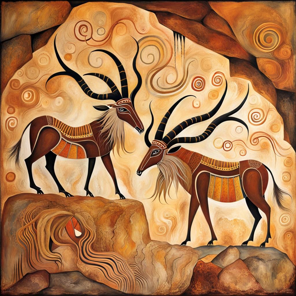 Majestic Animals in Ancient Cave Painting