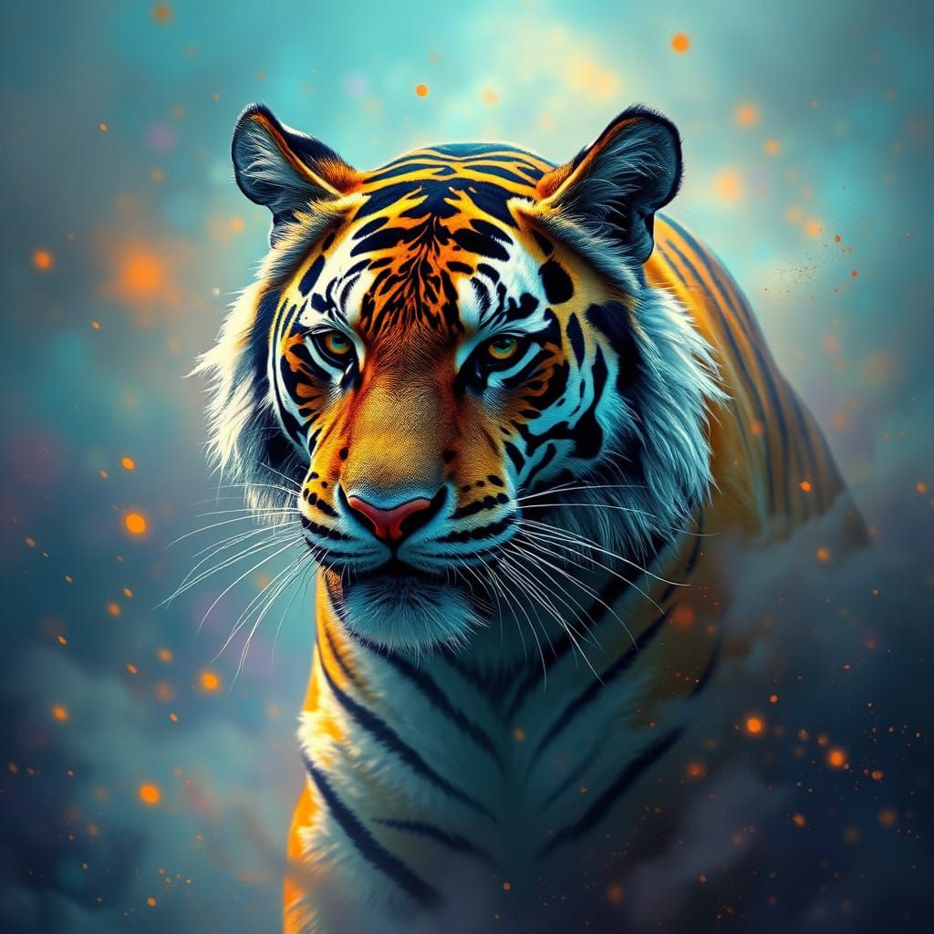 Majestic Bengal Tiger in Dreamlike Surreal Landscape