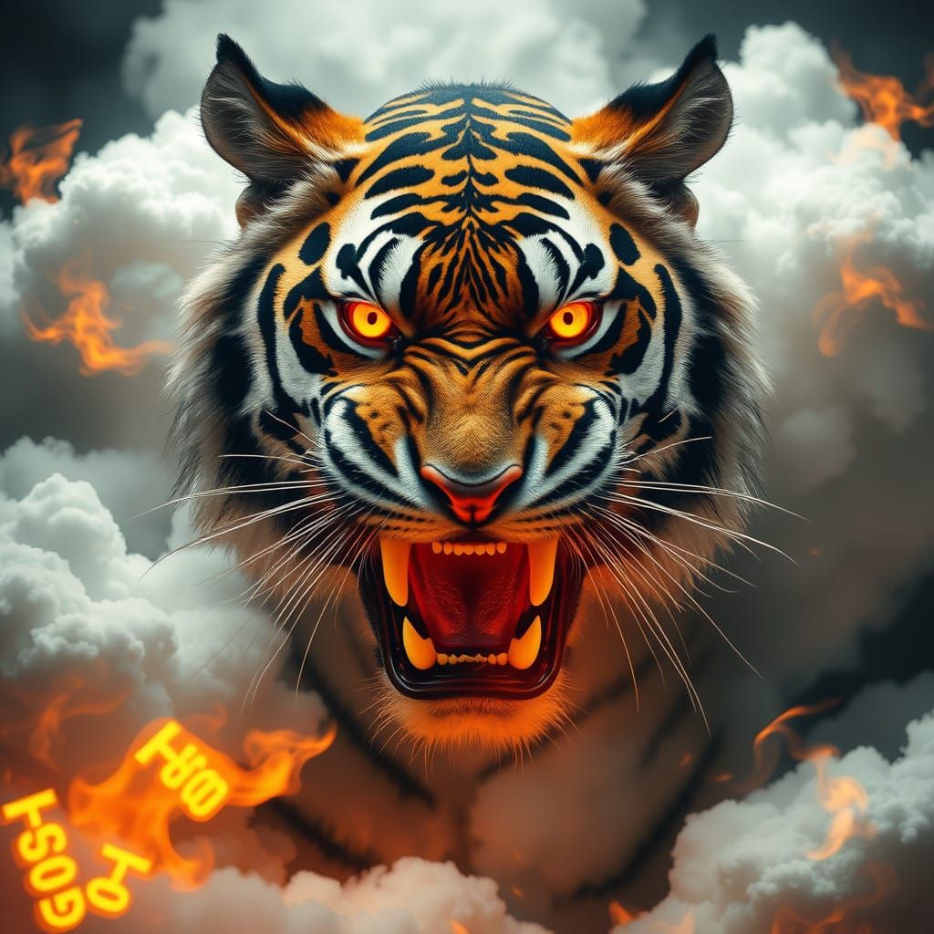 Majestic Tiger Ignites Celestial Storm