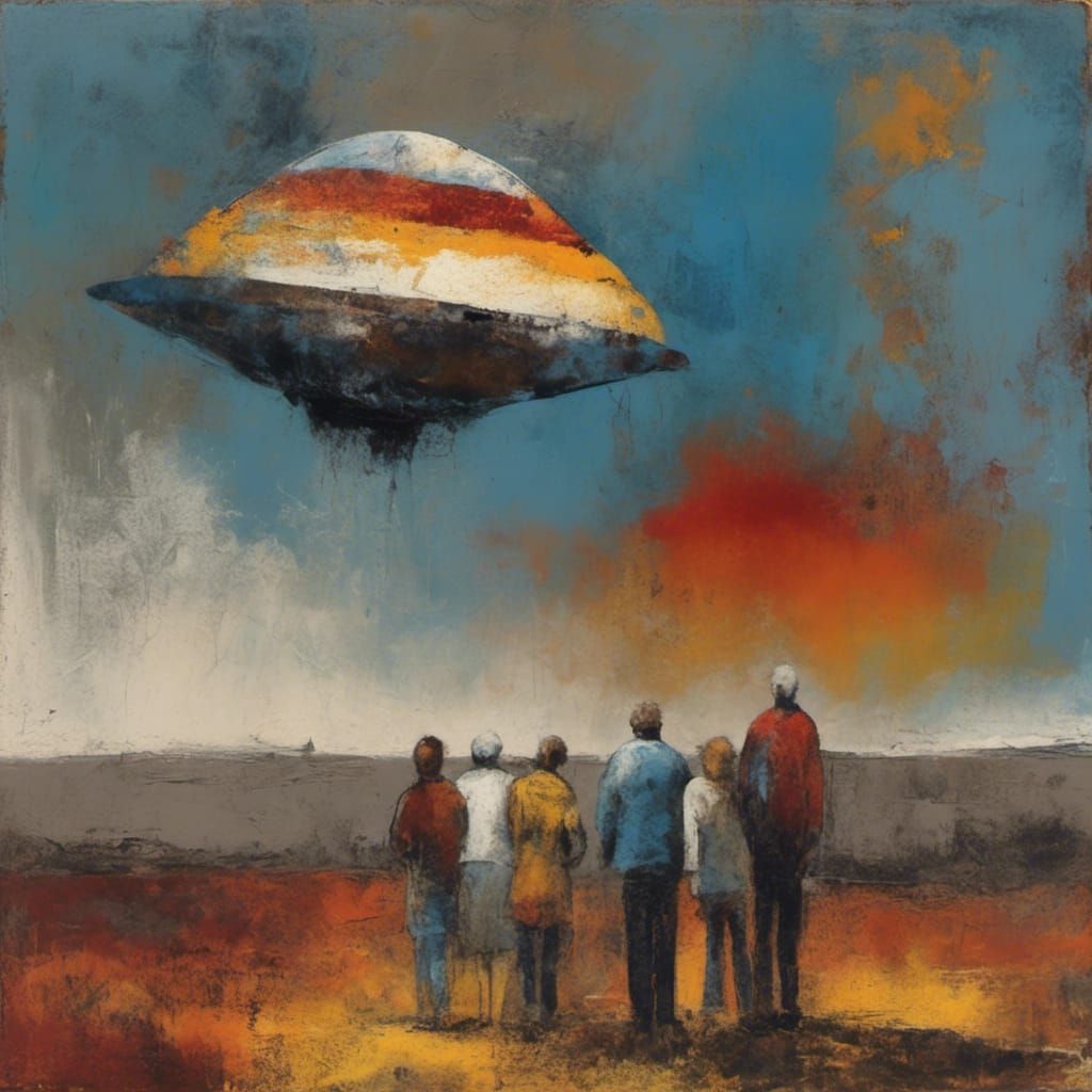 UFO Sighting in Dark Synth-Punk Style