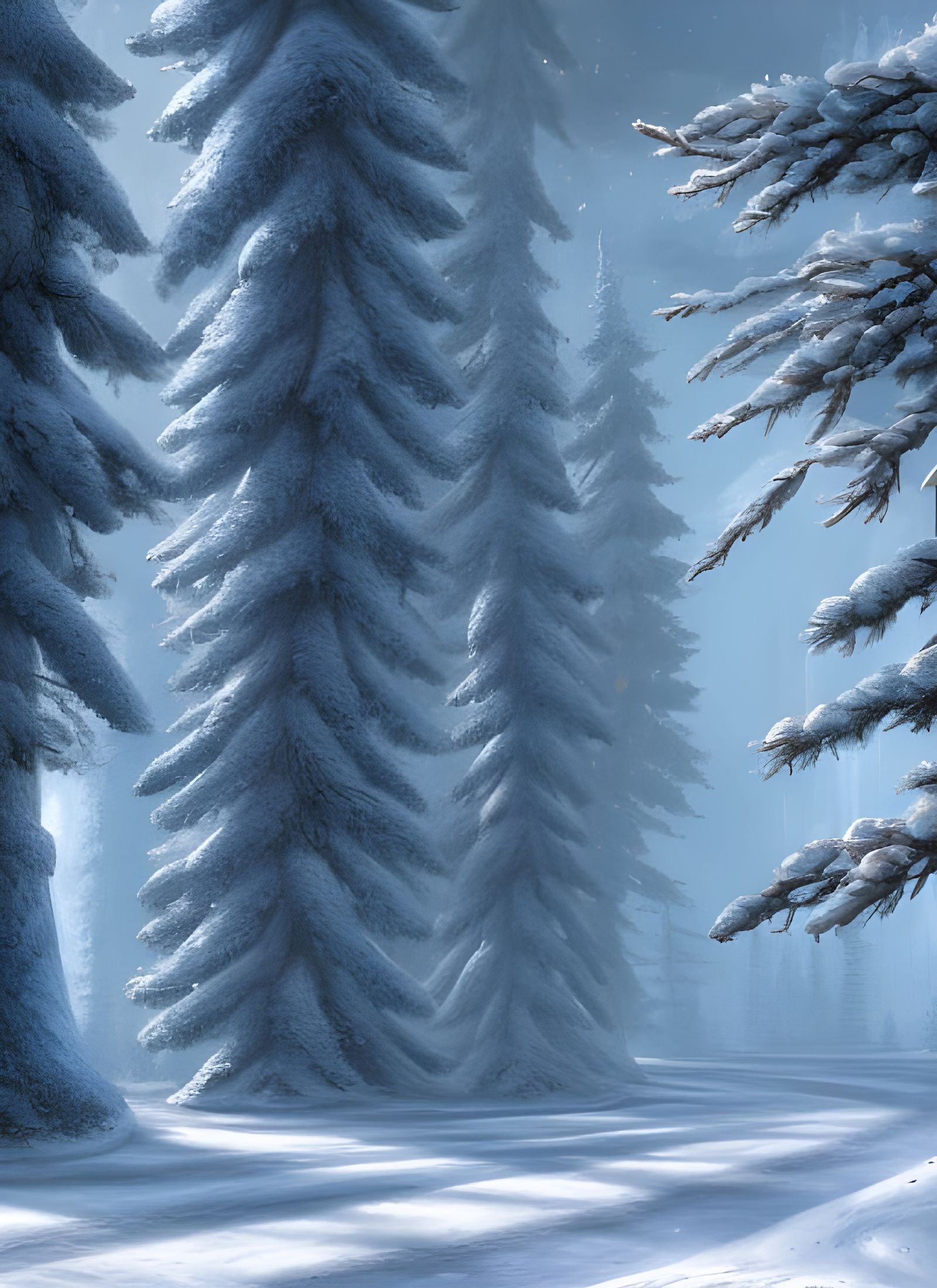 Winter Forest Landscape with God Rays in 8K