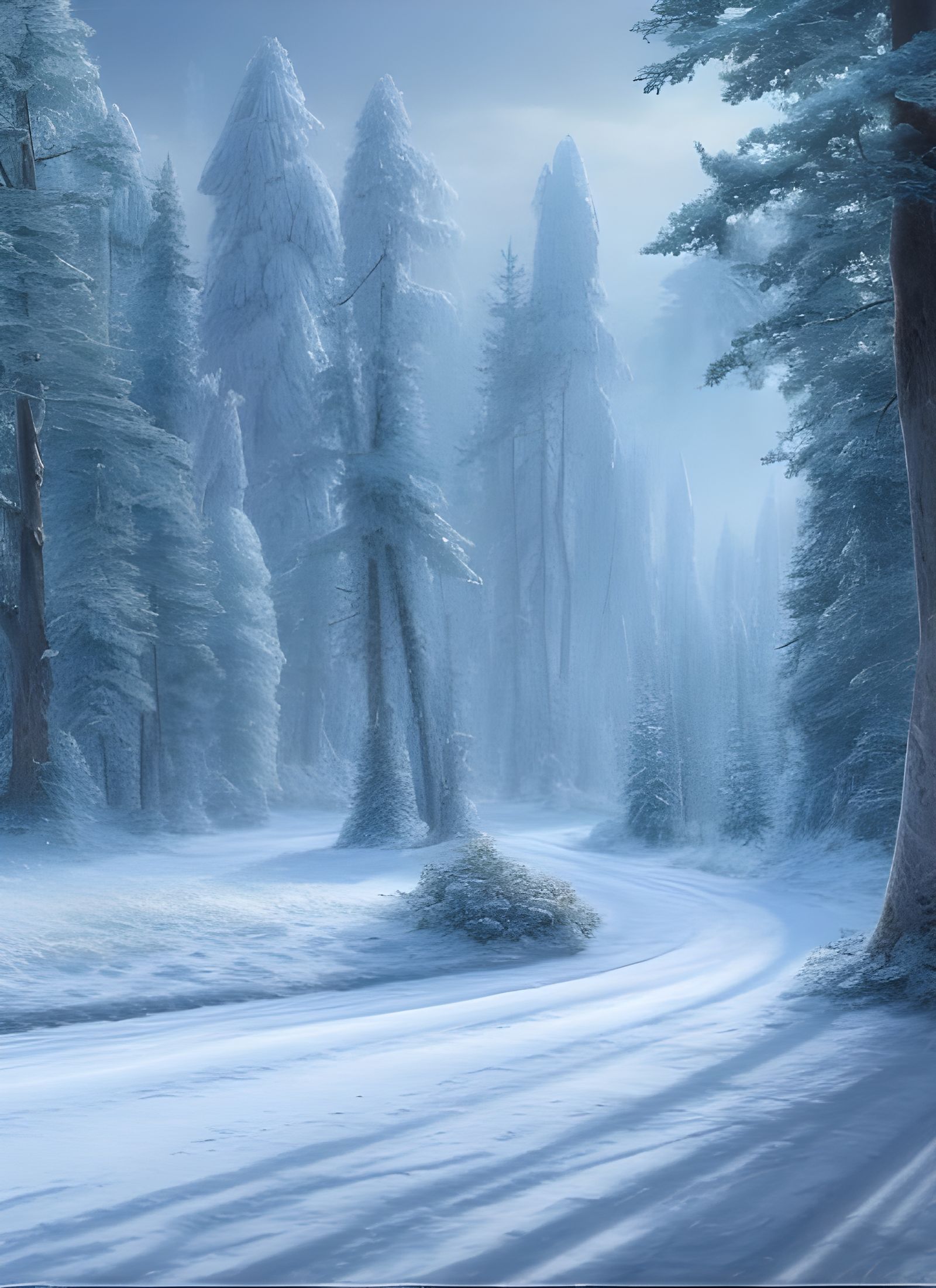 Detailed Winter Forest Landscape in Hyper-Realism