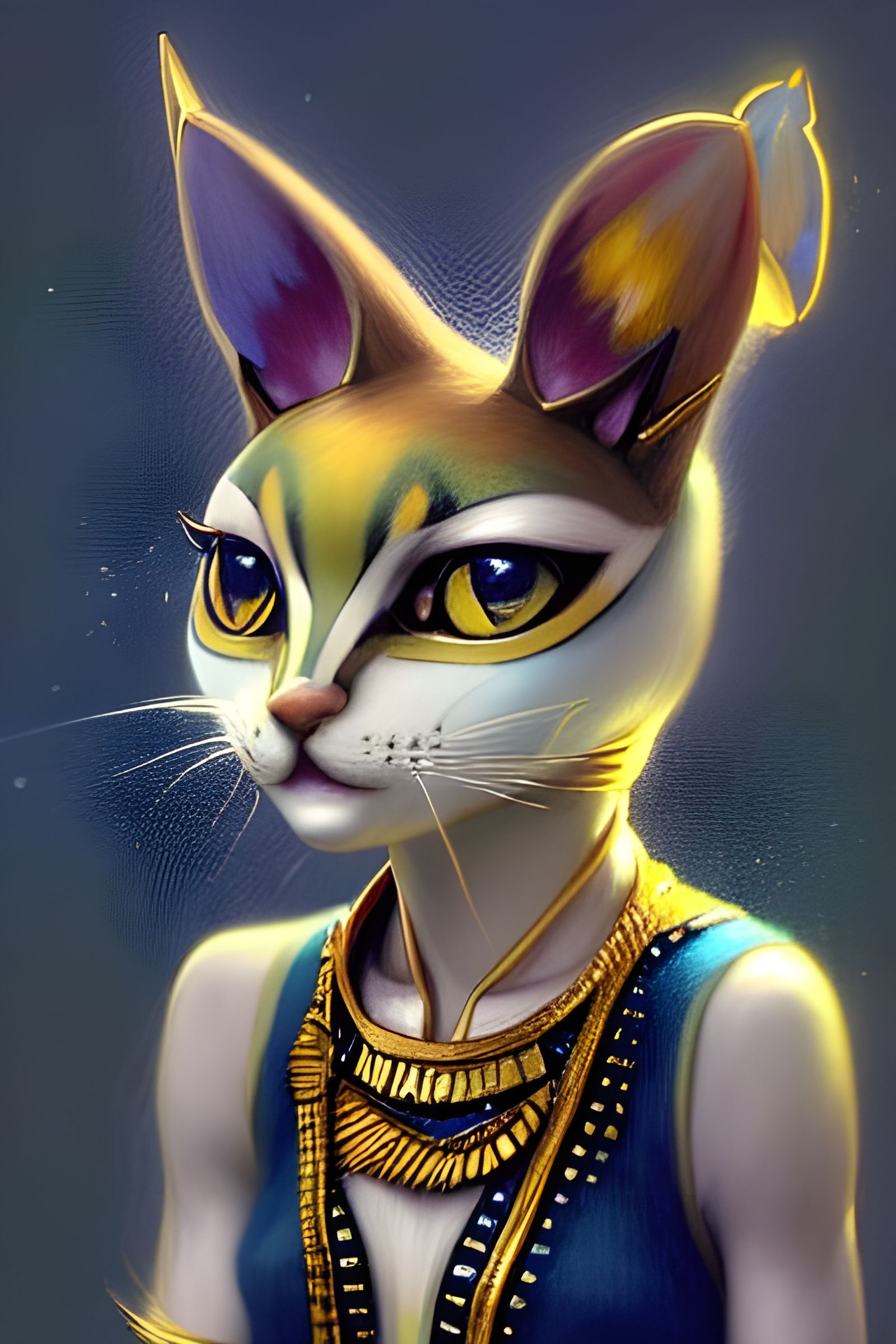 Pharaoh Cat Portrait in Detailed Digital Art Style