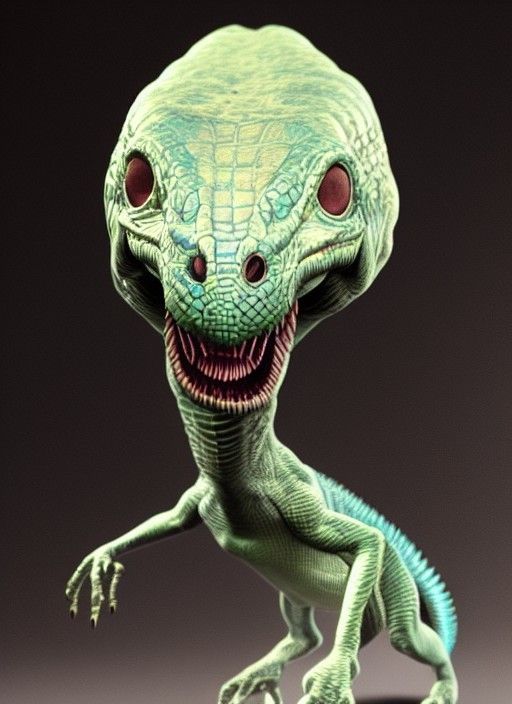 Reptiloid Alien in Blue-Green Palette