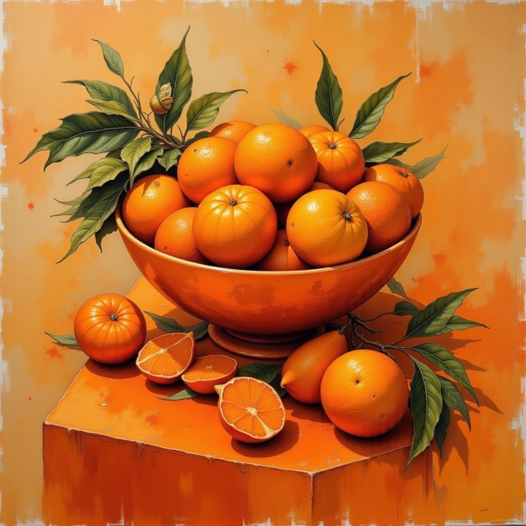 Vibrant Oranges in Orange Bowl on Side Table