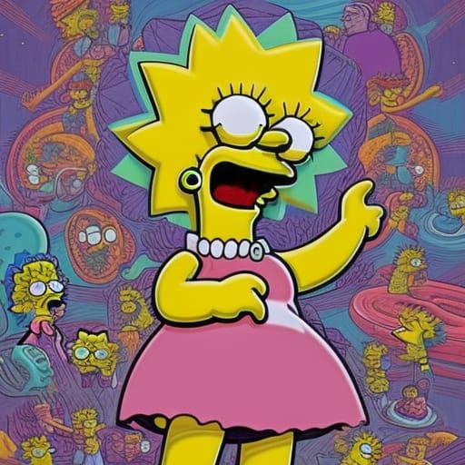 Trippy Simpsons Donut in Comic Book Style