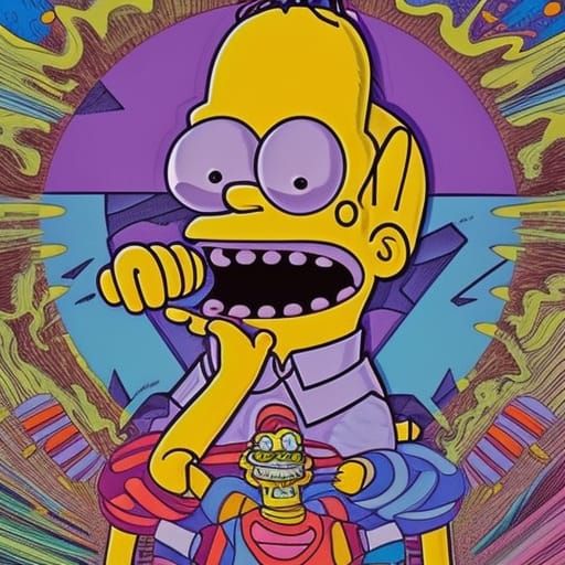 Surreal Simpsons Donut Comic Book Art