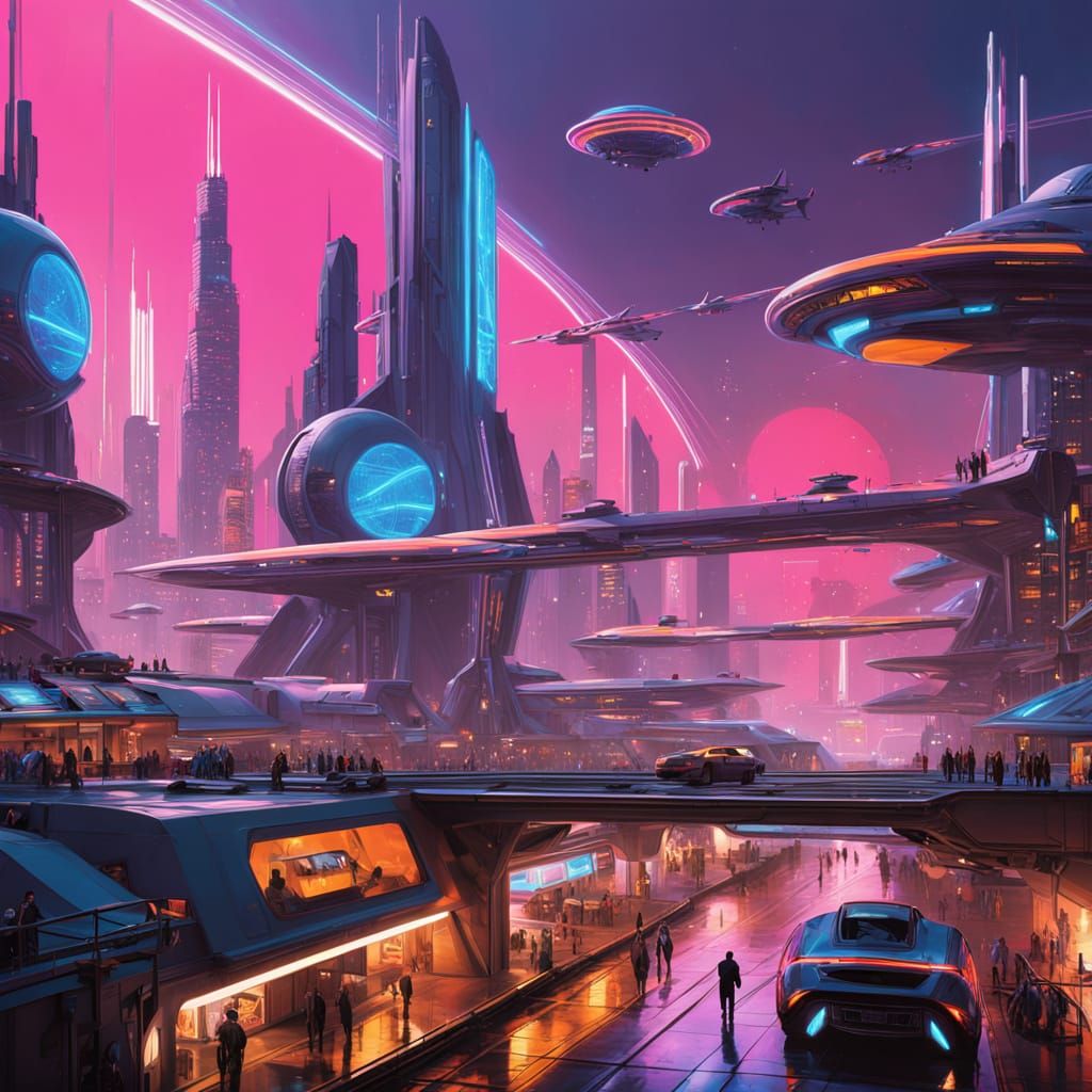 Cyberpunk Metropolis at Night: A Futuristic Urban Dystopia