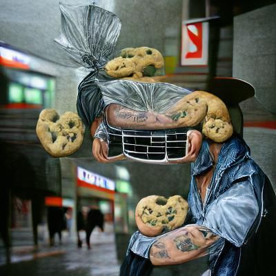 Hyperrealistic Grunge Gangster Selling Cookies