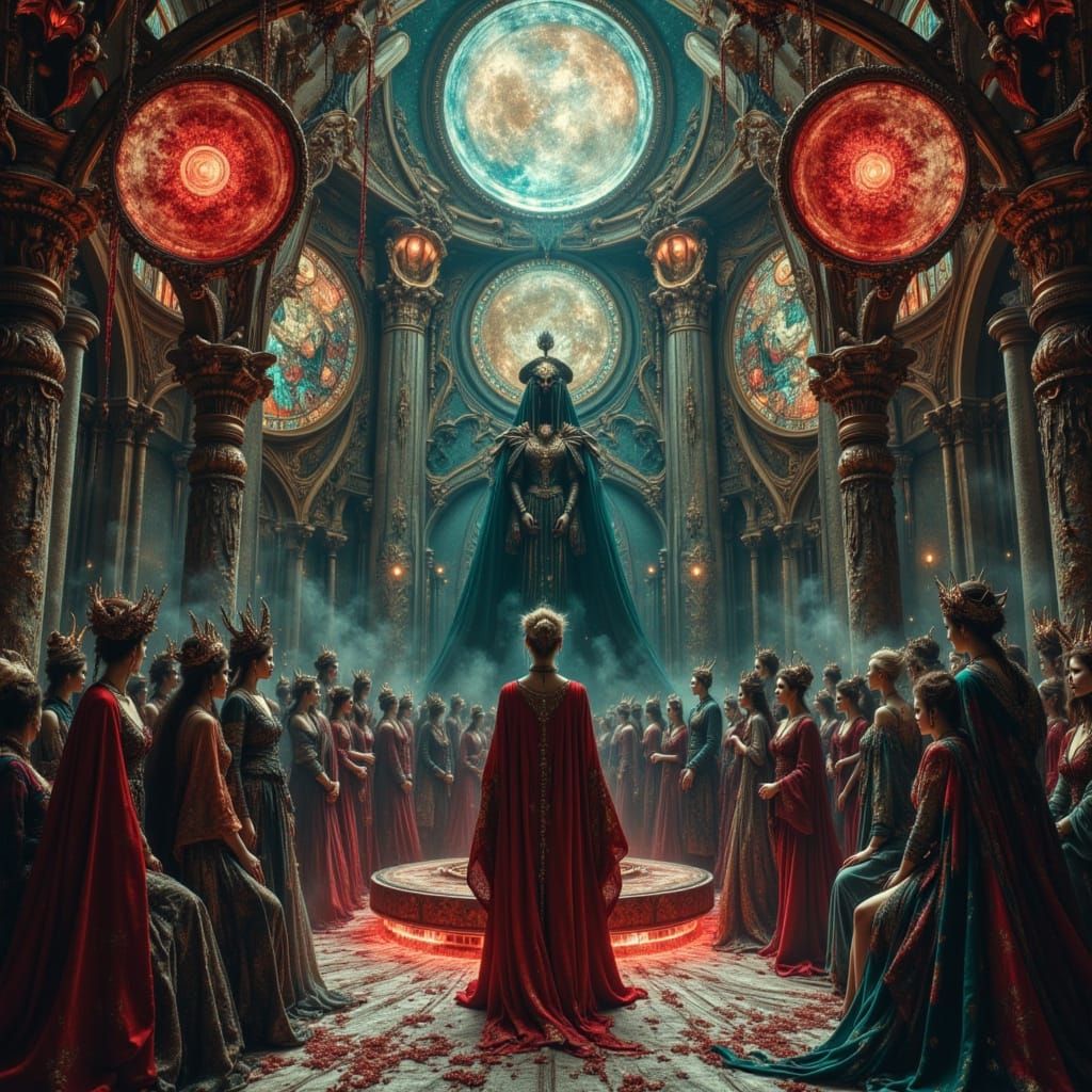 Regal Vampire Tribunal in Dark Mystical Style