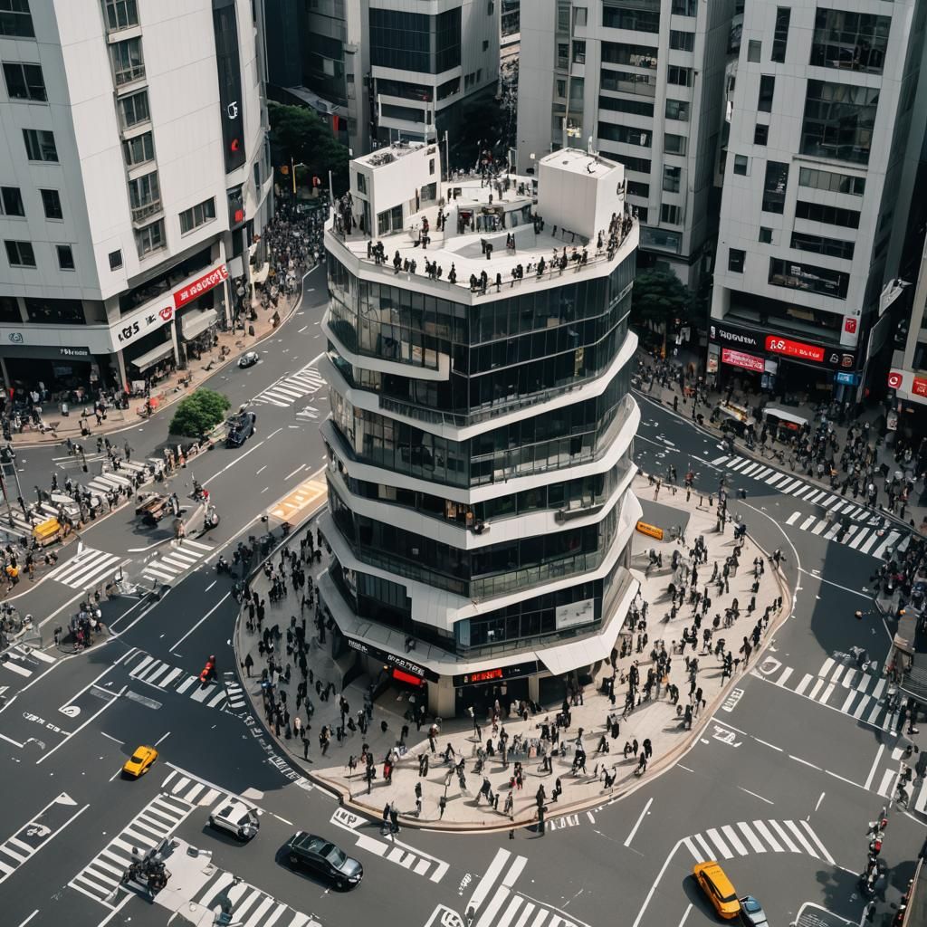 Ultra Modern Tower in Shibuya Crossing, Tokyo