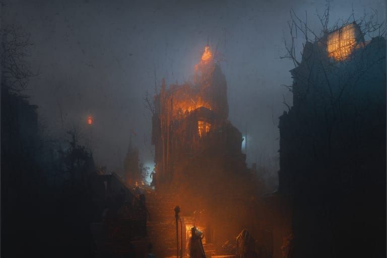 Unseen Terror in Surreal Maximalist Anime Style