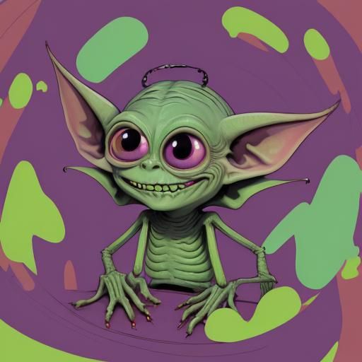 Creepy Bug-Eyed Goblin Cartoon Sticker