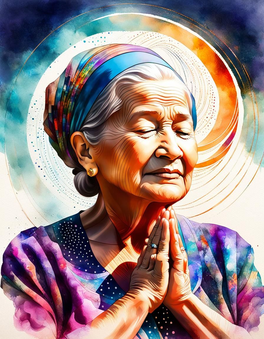 Grateful Grandmother Portrait in Painterly Style
