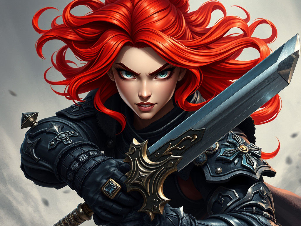 Fierce Animated Warrior with Sword in Dramatic Lighting