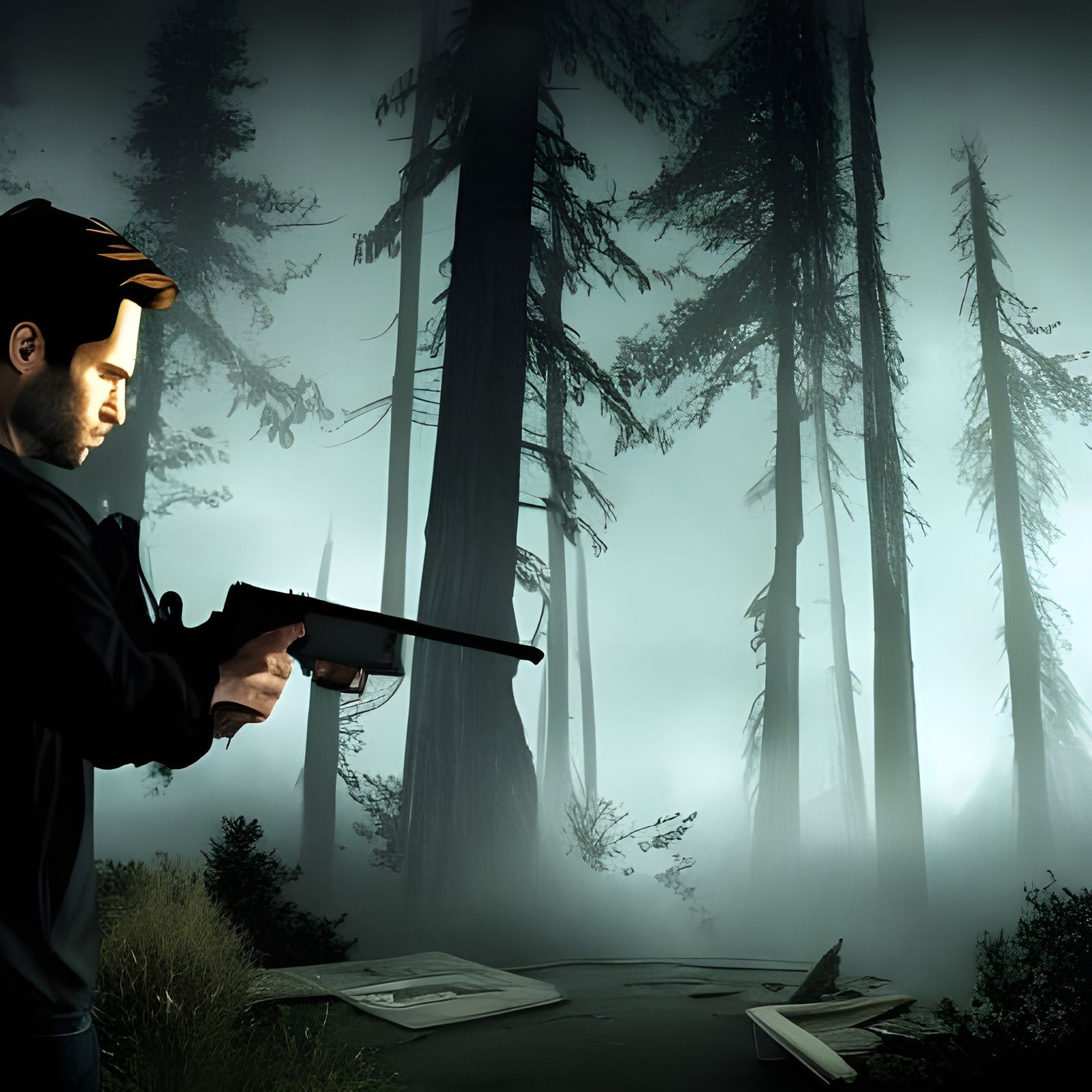 Alan Wake in Mist: Dramatic Digital Matte Painting