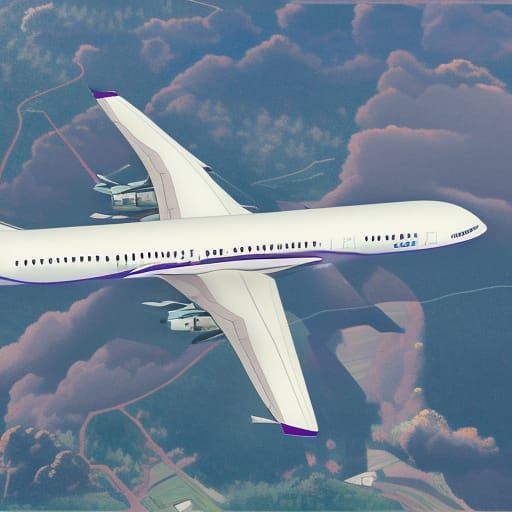 Detailed Airplane Matte Painting in Deep Color