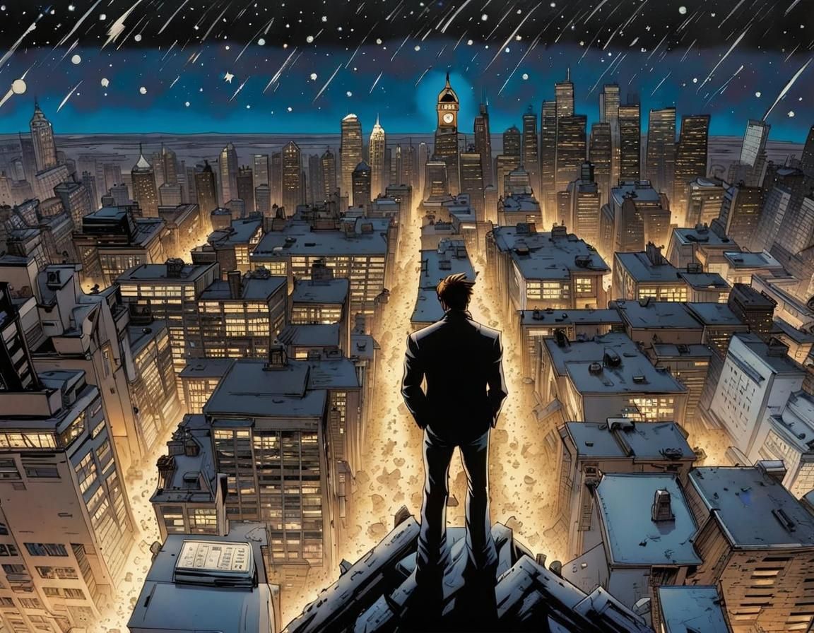 Ominous Clock Tower Comic Book Art