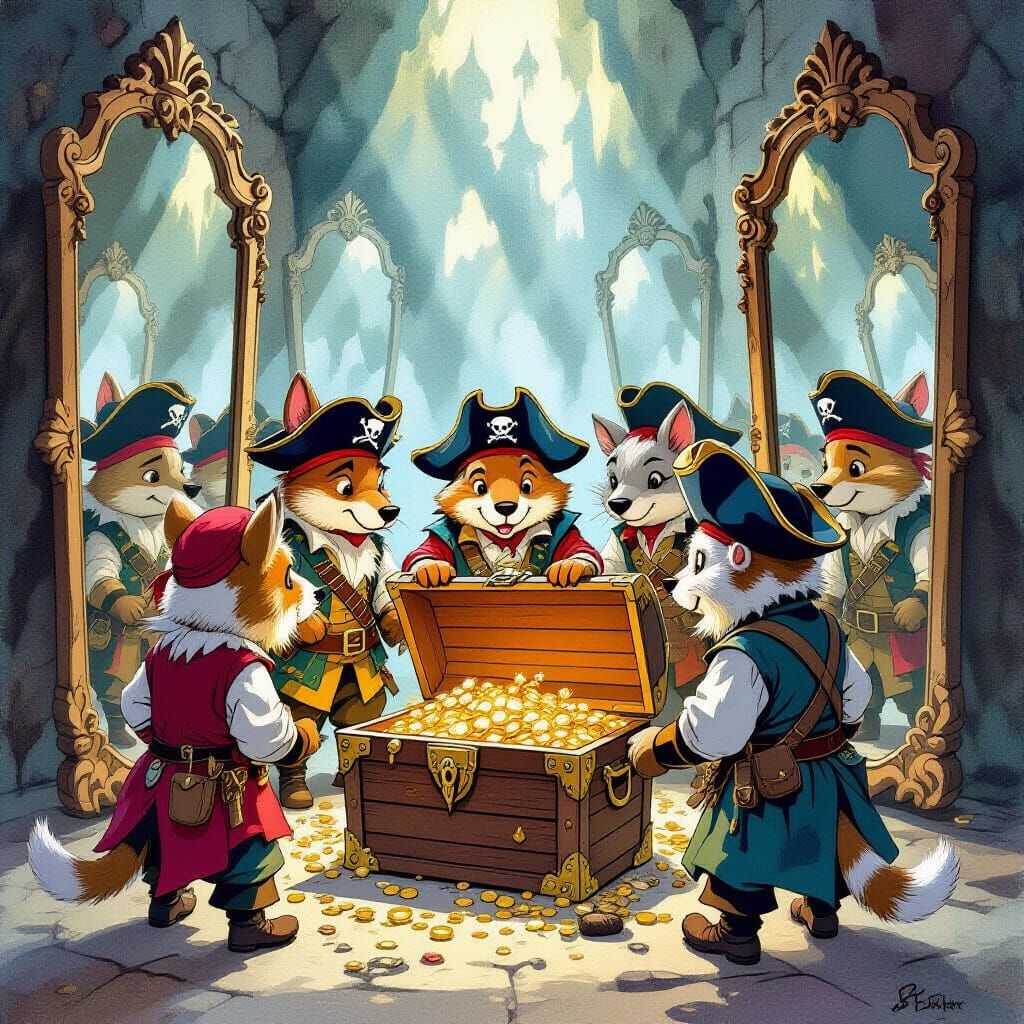 Animal Pirates in Hall of Mirrors, Painterly Style