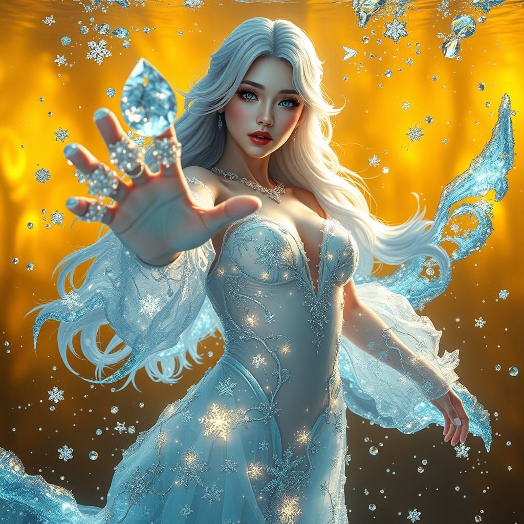 Yae Miko as Ice Mermaid Queen in Underwater Realm