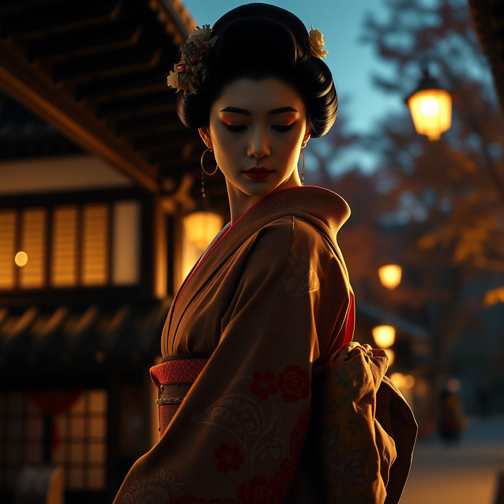 Geisha in Kyoto 1890: Cinematic Ukiyo-e Style