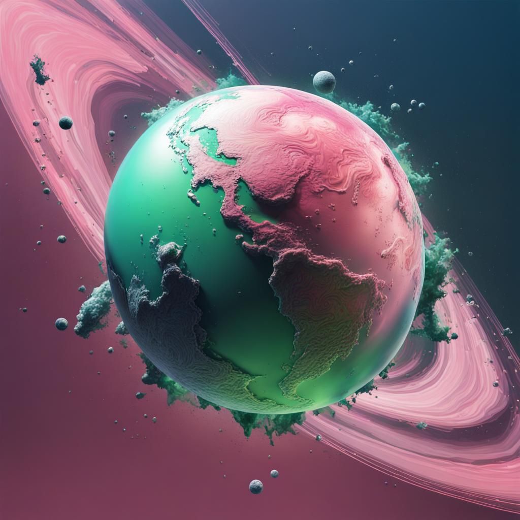 Colorful Planet in Space: Hyperrealistic Concept Art