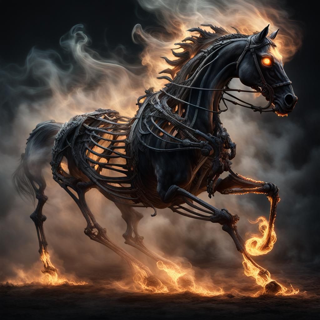 Nightmare Smoke Horse in Dark Fantasy Style
