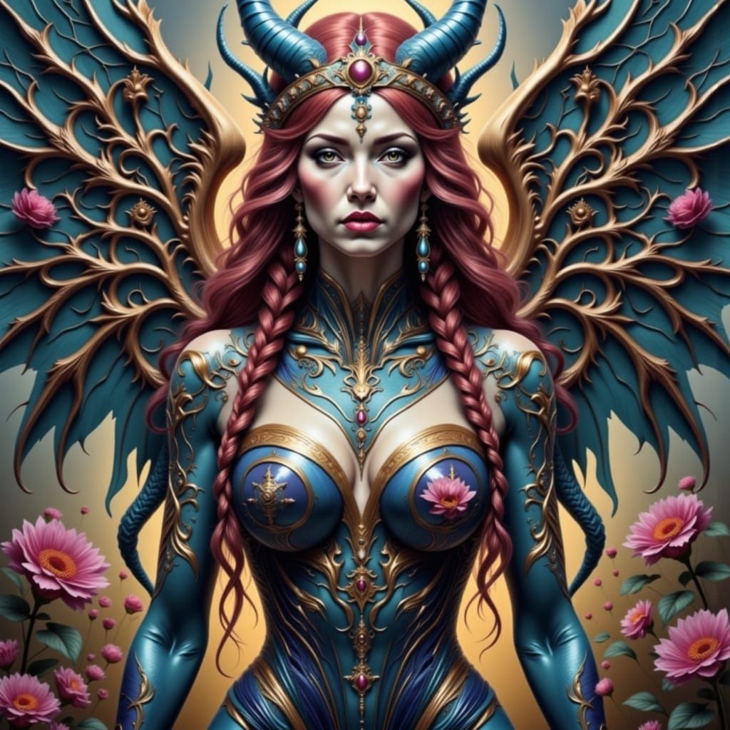 Winged Queen by the River Styx: Hyperrealistic Art