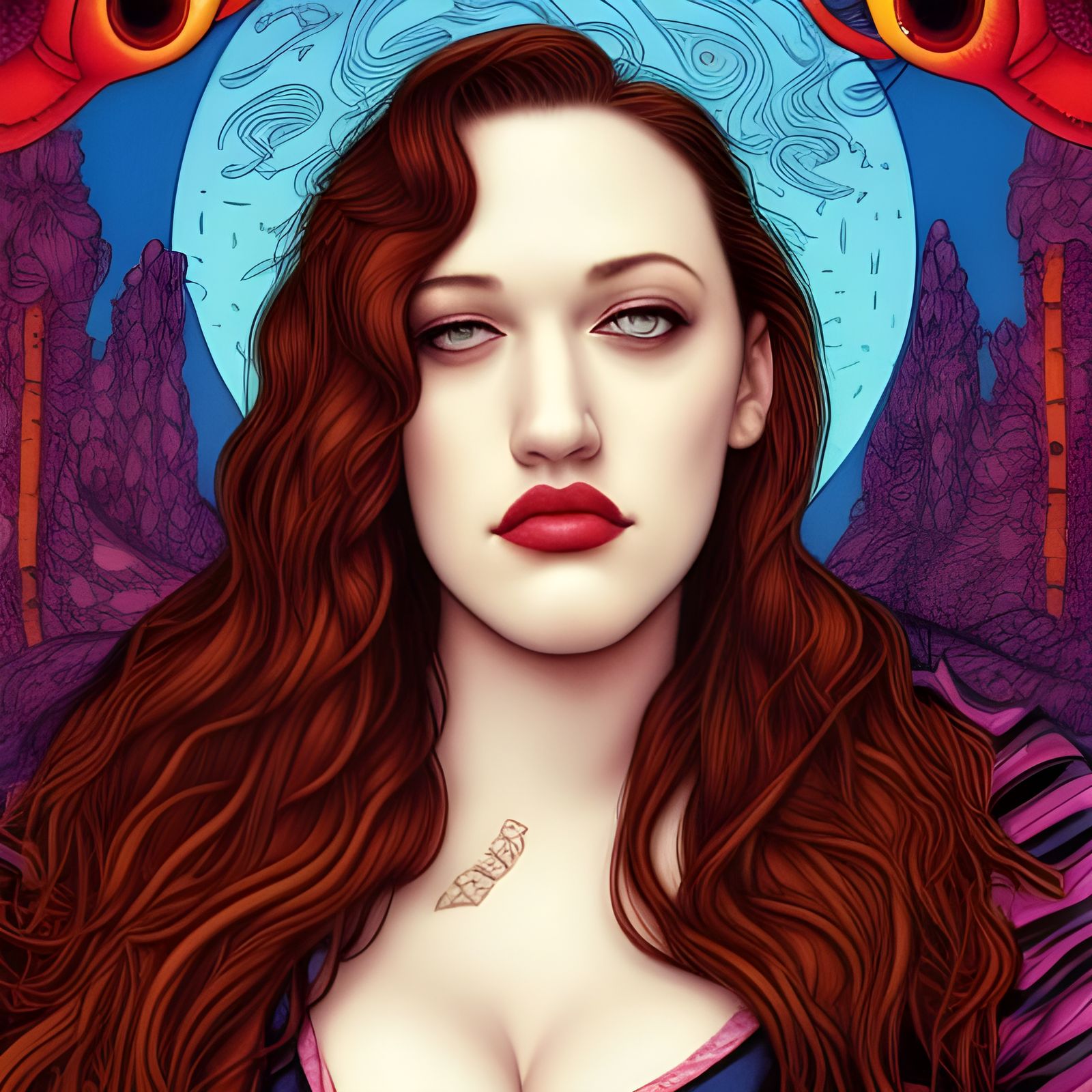 Beautiful Woman with Blue Eyes in Comic Art Style