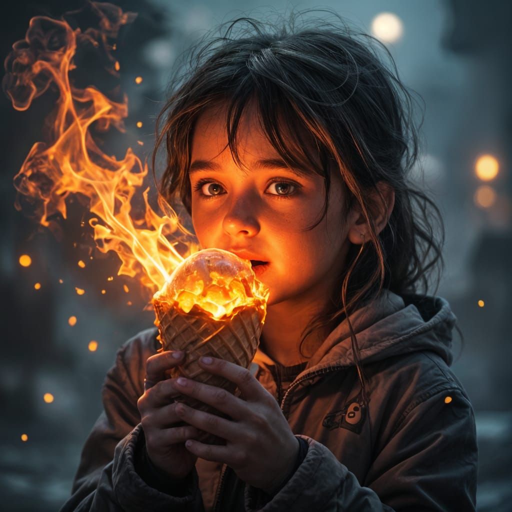 Lava Ice Cream Fantasy with Fiery Lighting