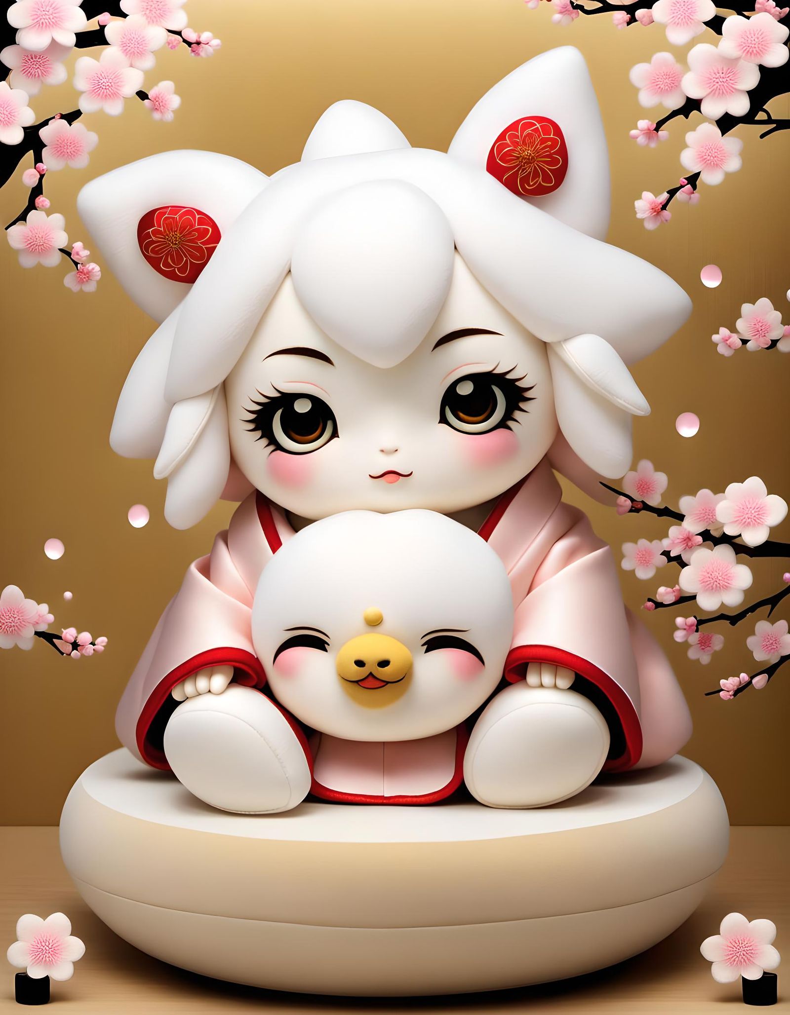 Minimalist Japanese Kabuki Plushie Poster Design