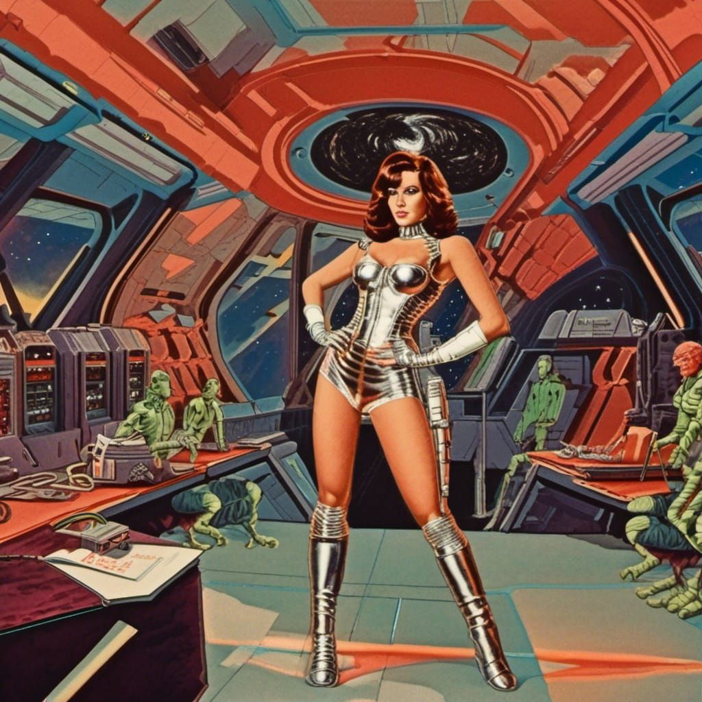 Retro Sci-Fi Pin-Up in Space Opera Universe