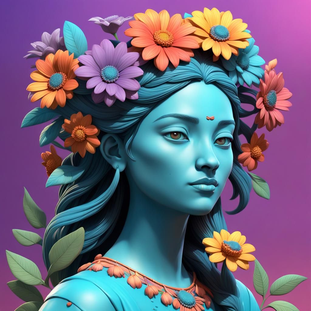 Floral Thoughts: A Bright 3D Rendering